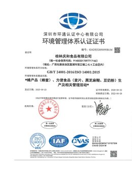 ISO 14001 认证证书