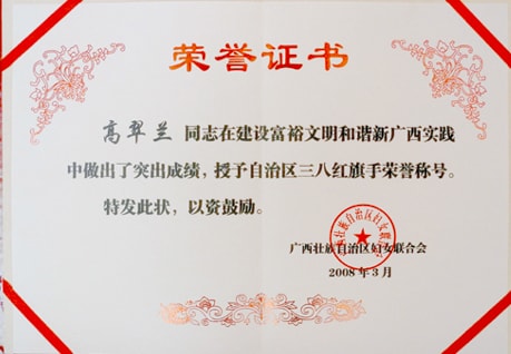 自治区三八红旗手原件